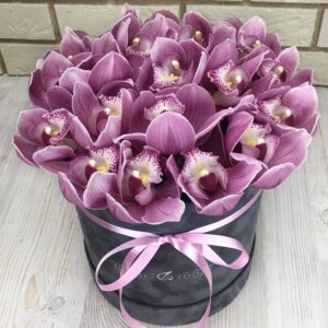 Коробка очаровательных орхидей фото
